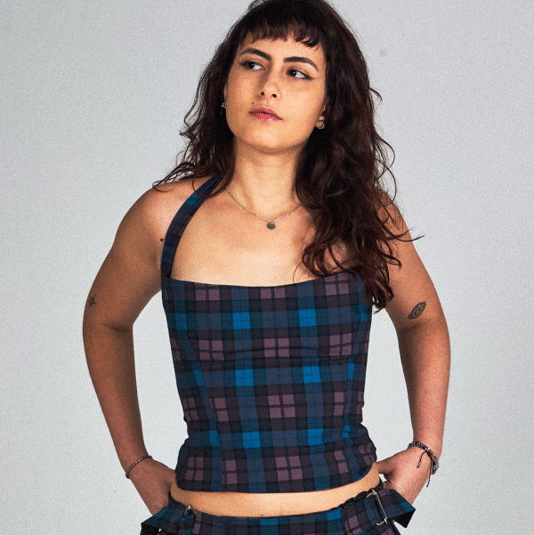 Corset Xadrez Azul