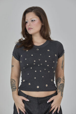 baby tee espiral grafite