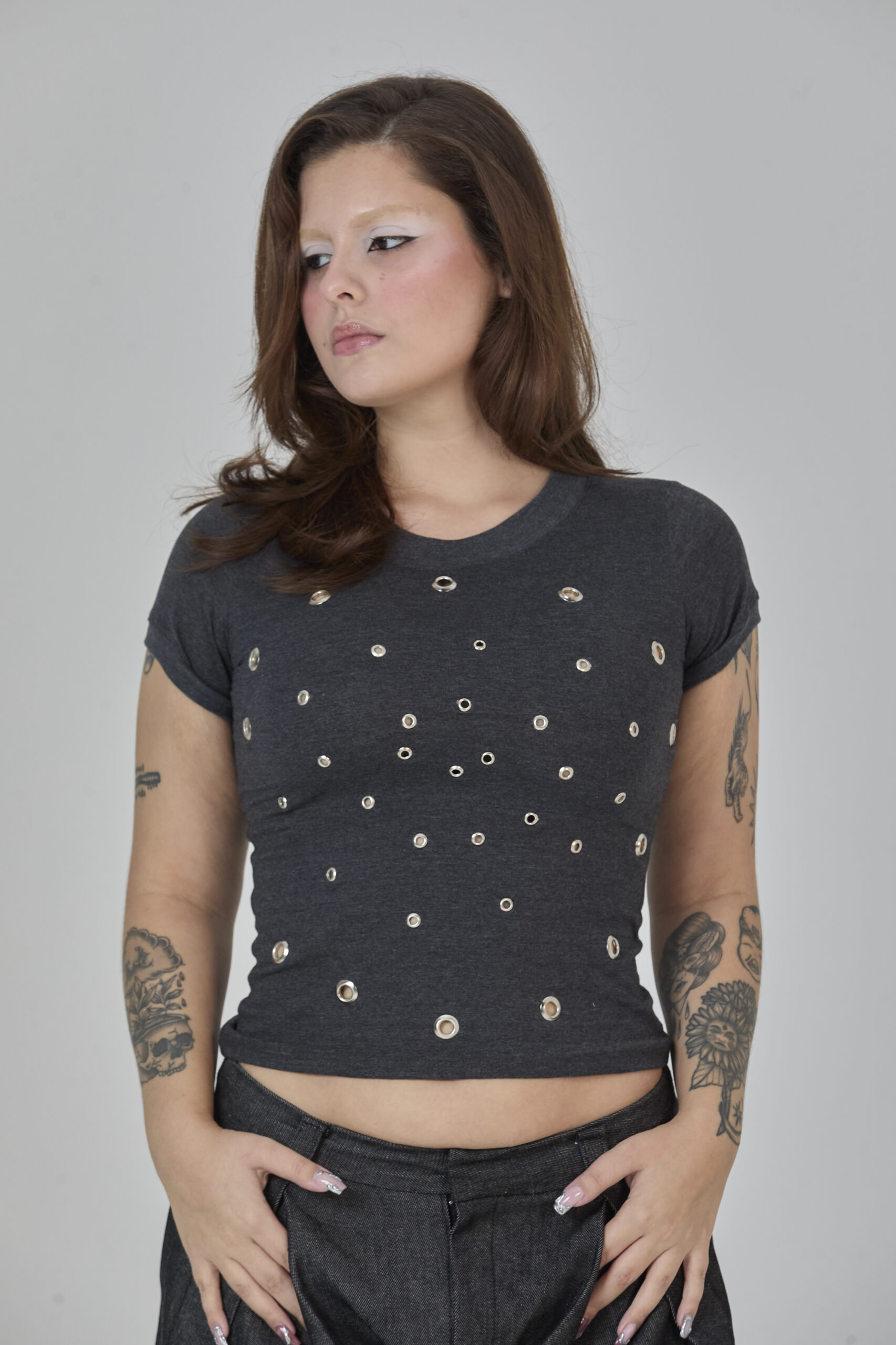 baby tee espiral grafite