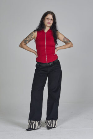 Calça Preta Barra de Zebra